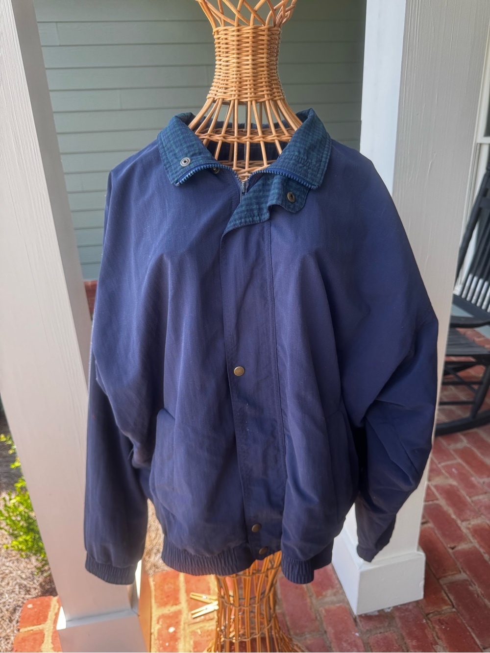Vintage 90s Jack Nicklaus Golf Jacket Made in USA Navy Plaid L